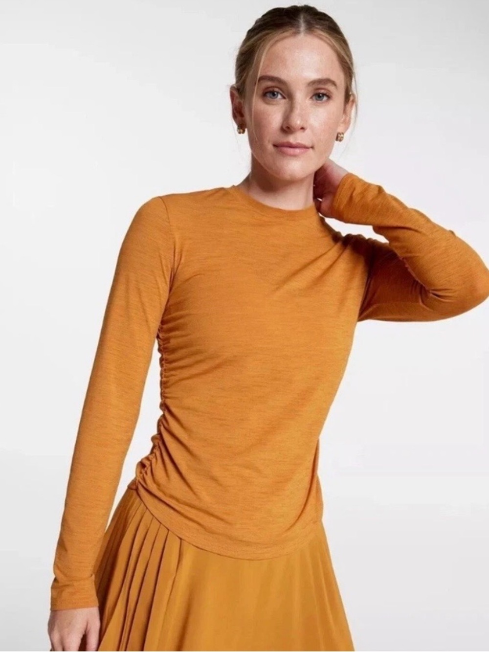 CALIA Women's Tissue Texture Long Sleeve Golf Crew Size S